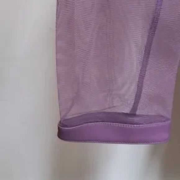 NEW! Colleen Lopez Mesh Leaf / Floral Faux Leather Jacket Grape Purple Small NWT - Picture 5 of 9